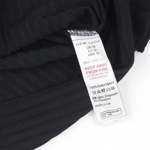 New Look Black Cropped Blouse Women UK Size 18