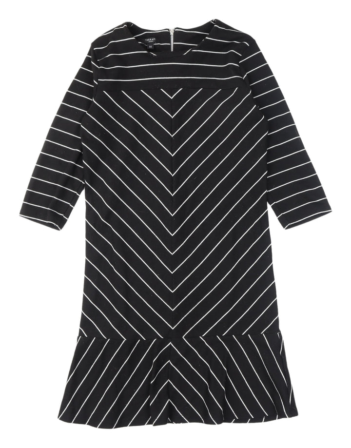 Therapy Black Striped Shift Dress Women Size 10