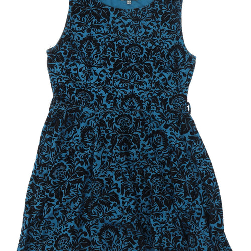 Apricot Women's Blue Floral Skater Dress Size 14