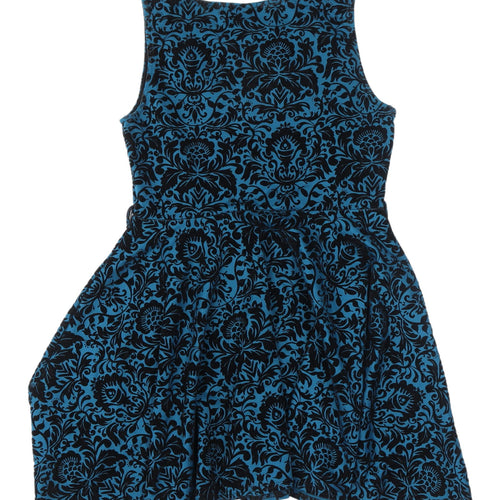 Apricot Women's Blue Floral Skater Dress Size 14