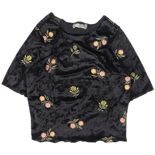 ASOS Women's Black Floral Embroidered Blouse Size 6
