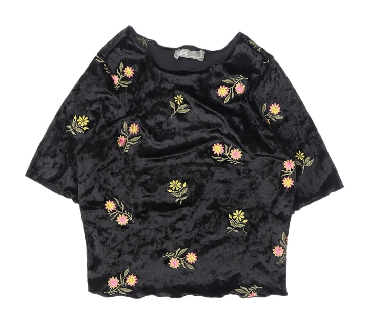 ASOS Women's Black Floral Embroidered Blouse Size 6
