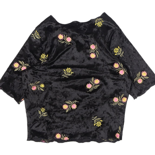 ASOS Women's Black Floral Embroidered Blouse Size 6