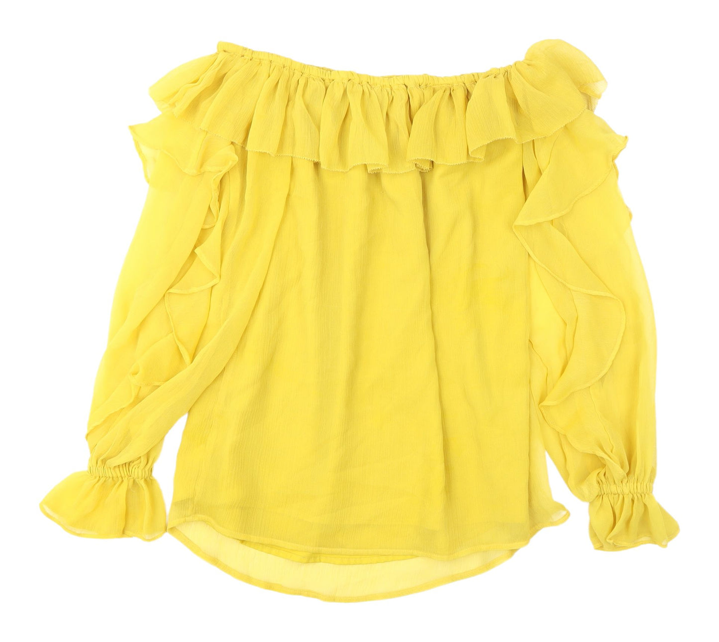 River Island Women's Yellow Off Shoulder Ruffle Blouse