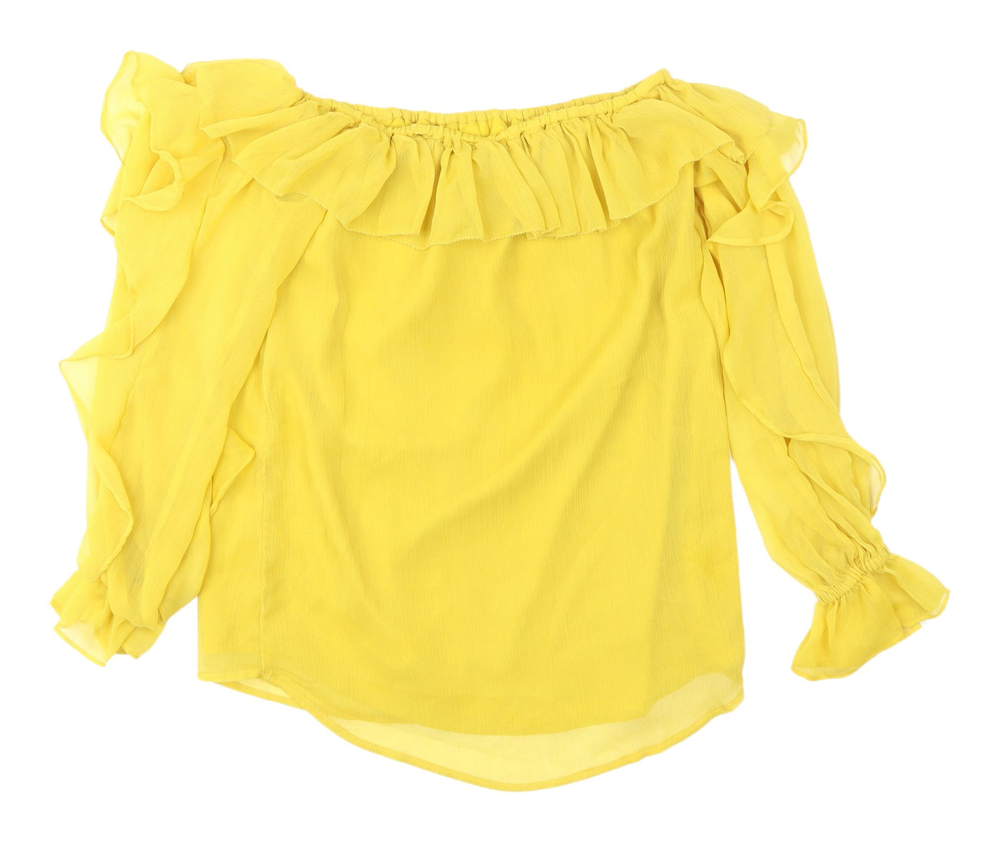 River Island Women's Yellow Off Shoulder Ruffle Blouse