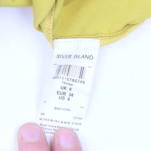 River Island Women's Yellow Off Shoulder Ruffle Blouse