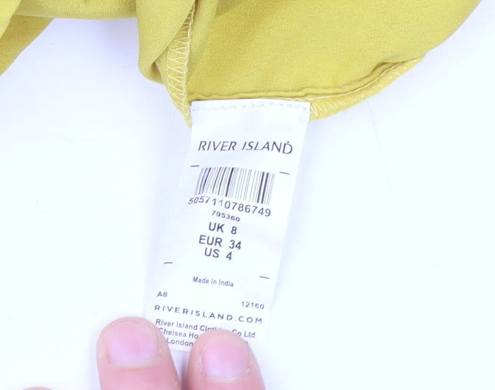 River Island Women's Yellow Off Shoulder Ruffle Blouse