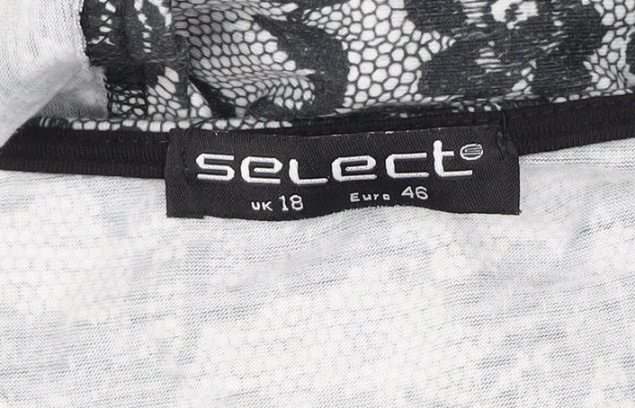 Select Women's Black Lace Shift Dress, Size 18, Floral