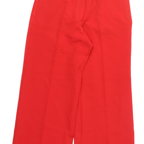 Zara Women's Red Cropped Wide-Leg Trousers L