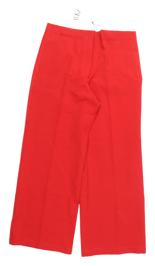 Zara Women's Red Cropped Wide-Leg Trousers L