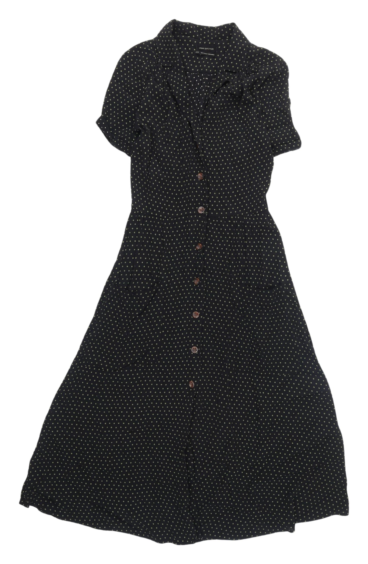 Urban Outfitters Womens XS Black Polka Dot Shirt Dress