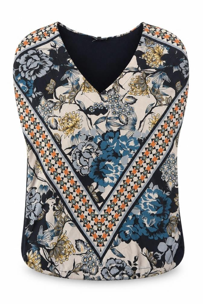 Front view of Warehouse Women's Multicoloured Floral V-Neck Blouse