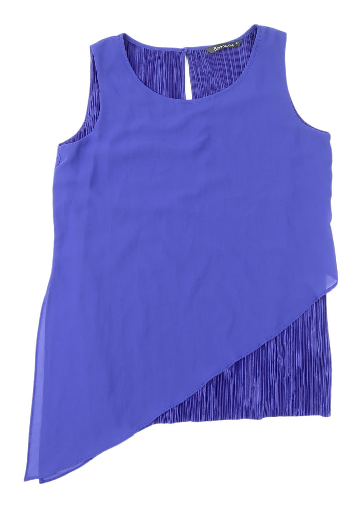 Bonmarché Women's Blue Asymmetric Tunic Blouse Size 12