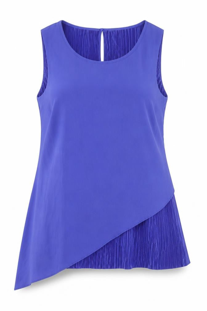 Front view of Bonmarché Women's Blue Asymmetric Tunic Blouse, size 12