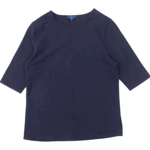 Cotton Traders Women's Navy 3/4 Sleeve Basic Tee