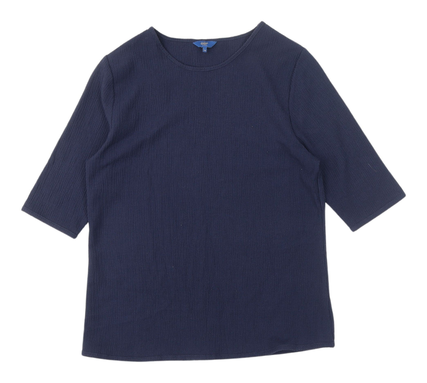 Cotton Traders Women's Navy 3/4 Sleeve Basic Tee