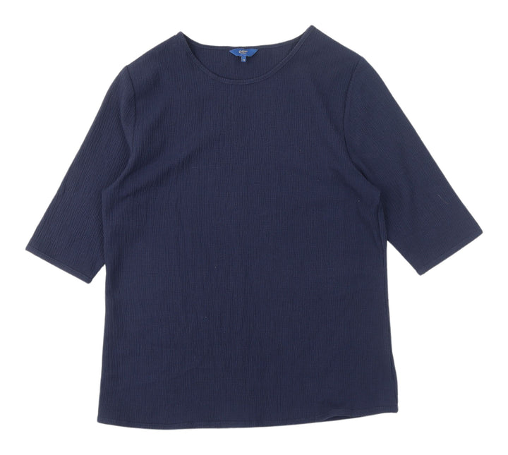 Cotton Traders Women's Navy 3/4 Sleeve Basic Tee