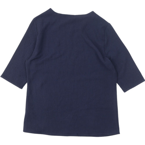 Cotton Traders Women's Navy 3/4 Sleeve Basic Tee