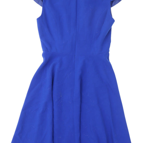 Oasis Women's Blue A-Line Dress, Size 10, Short Sleeve