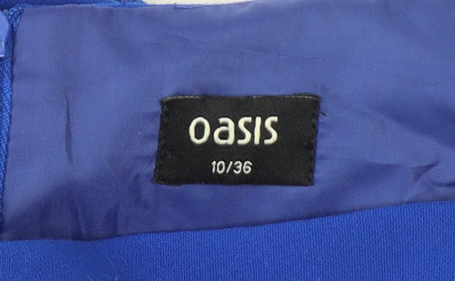 Oasis Women's Blue A-Line Dress, Size 10, Short Sleeve