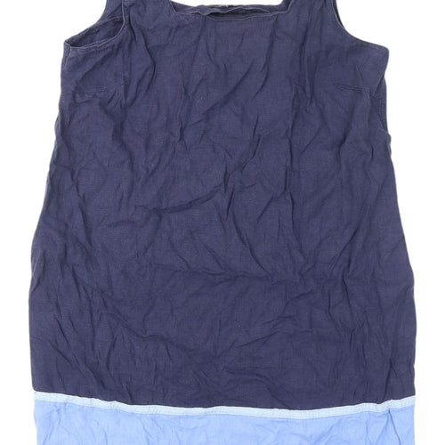 Next Women's Blue Colourblock Sleeveless Shift Dress Size 16