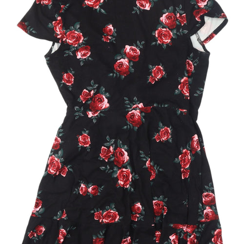 H&M Women's Black Floral Wrap Dress Size 12