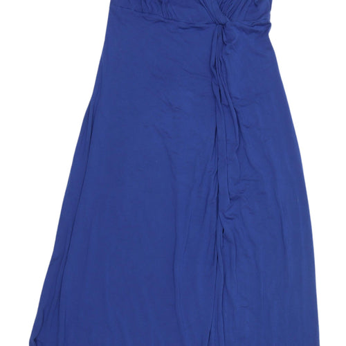 East Women's Blue Midi Wrap Dress Size 14