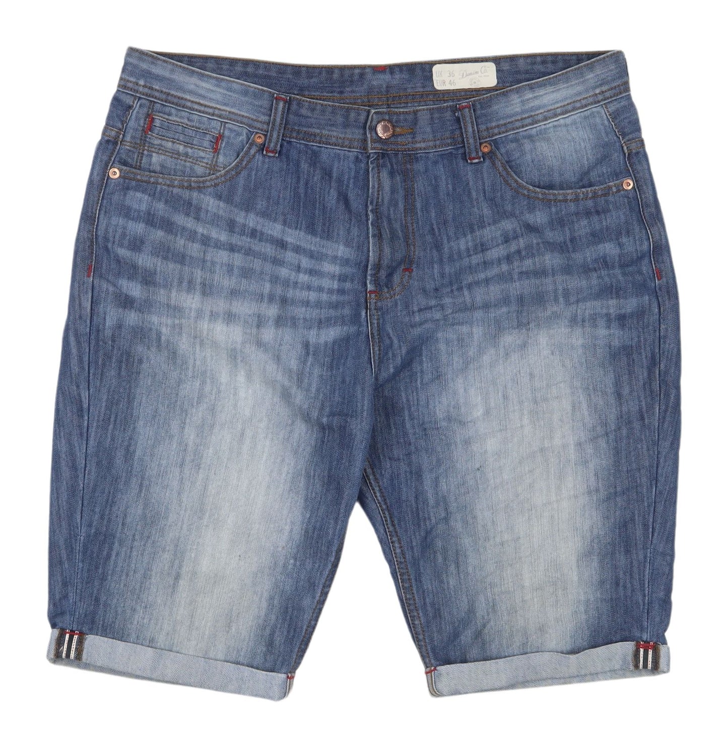 Denim Co. Men's Blue Bermuda Shorts, Size 36, Summer Casual