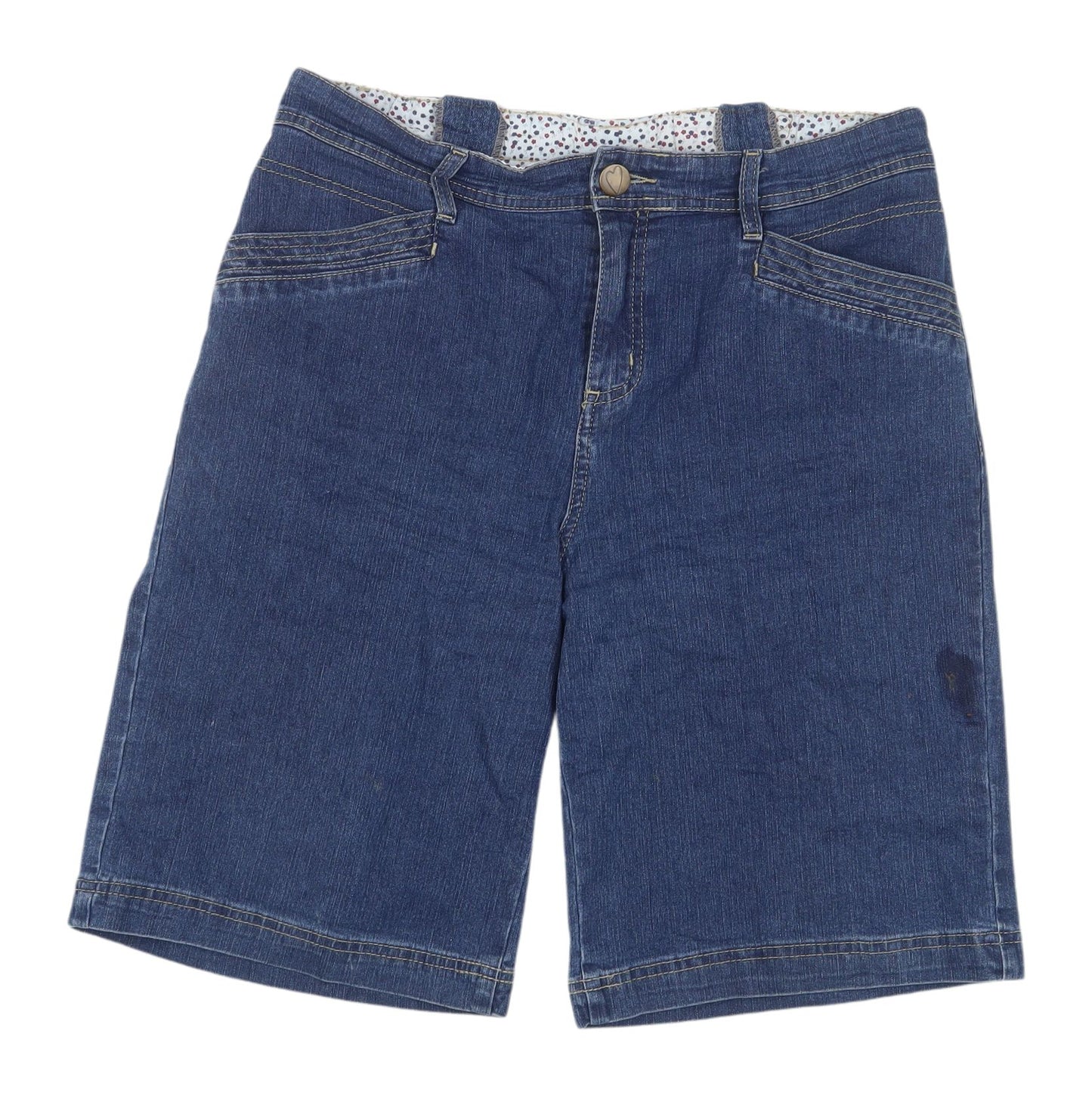 Marks and Spencer Women's Blue Denim Bermuda Shorts - Size 14
