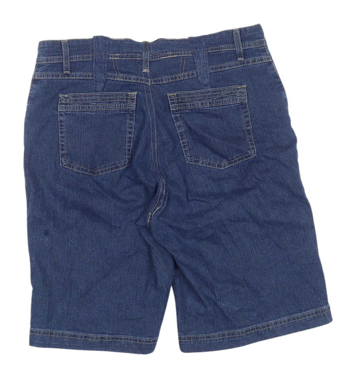 Marks and Spencer Women's Blue Denim Bermuda Shorts - Size 14