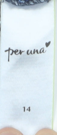 Marks and Spencer Women's Blue Denim Bermuda Shorts - Size 14