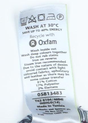 Marks and Spencer Women's Blue Denim Bermuda Shorts - Size 14