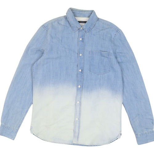 French Connection Men's Blue Colourblock Shirt S