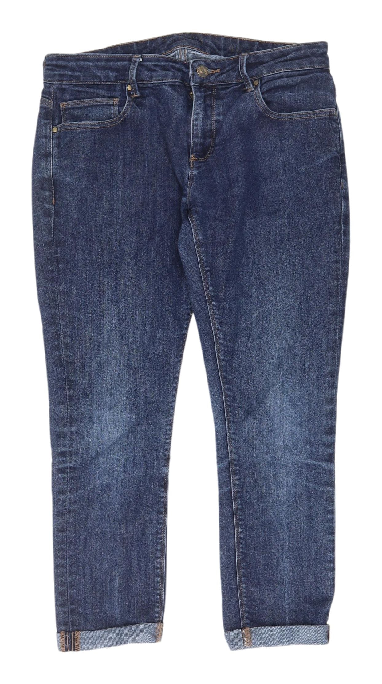 Zara Women's Blue Cropped Denim Jeans, Size 12