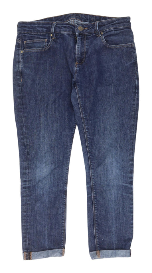 Zara Women's Blue Cropped Denim Jeans, Size 12