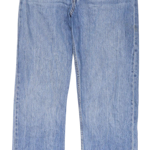 Bershka Women's Blue High-Waist Straight Jeans