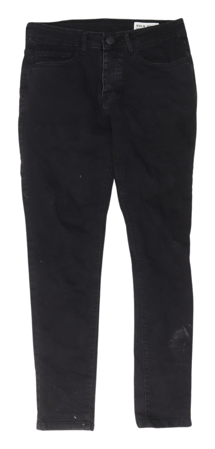 Denim Co. Men's Black Skinny Jeans, Size M, 30 in Waist