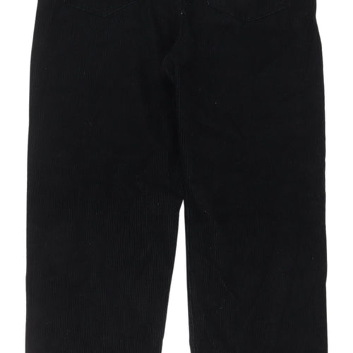 H&M Black Cropped Corduroy Trousers, Women's Size 2