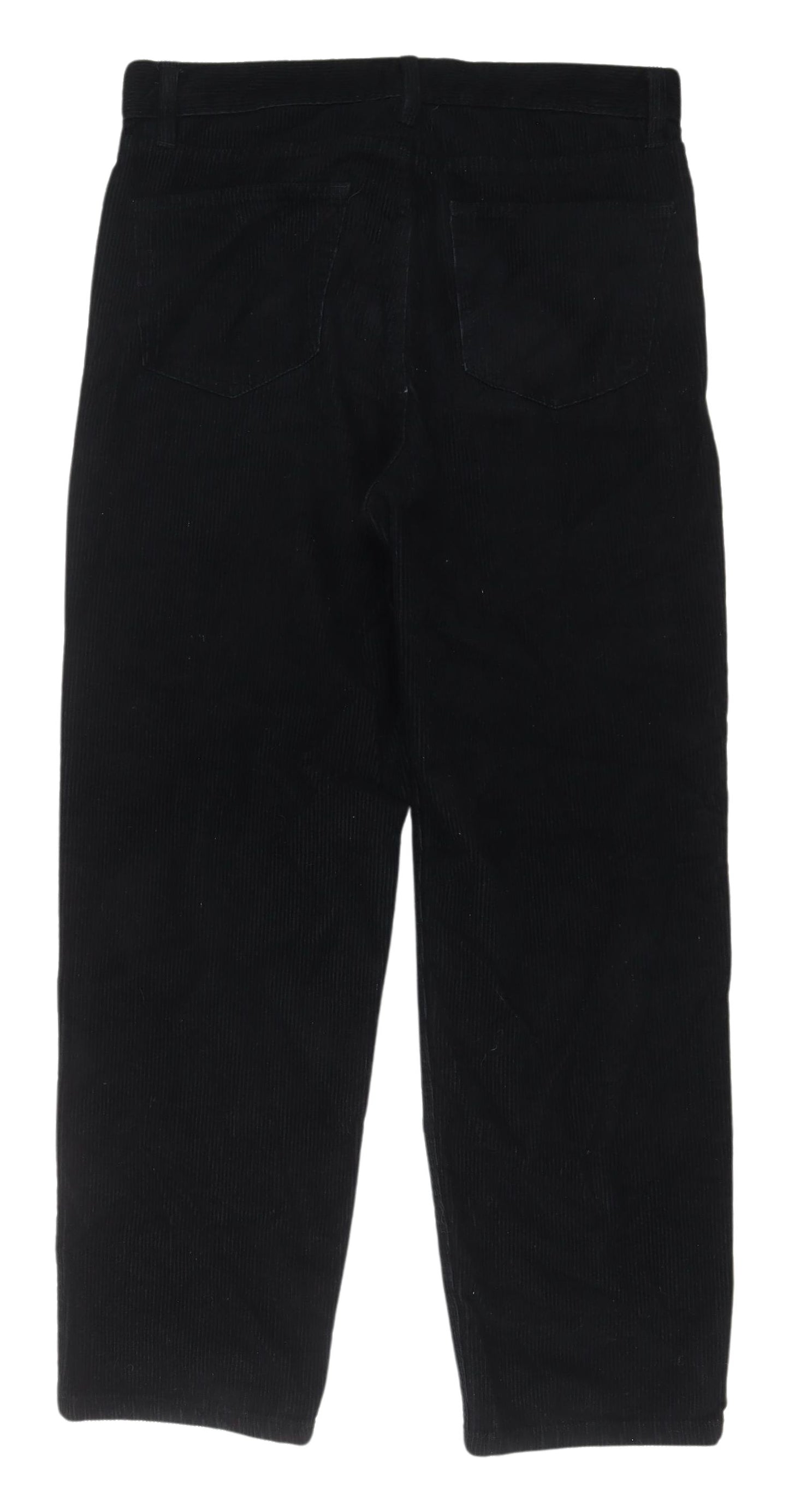 H&M Black Cropped Corduroy Trousers, Women's Size 2