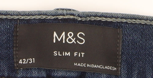 Marks and Spencer Men's Blue Slim Fit Jeans 42x31