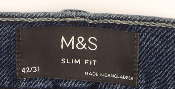 Marks and Spencer Men's Blue Slim Fit Jeans 42x31