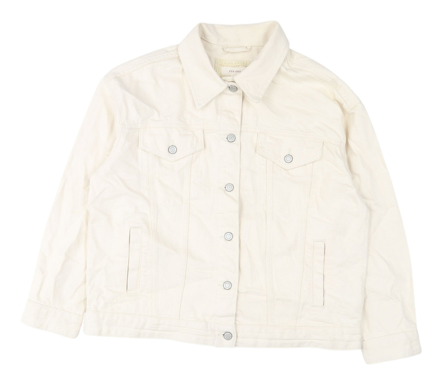 Marks and Spencer Women's Ivory Denim Jacket, Size 14
