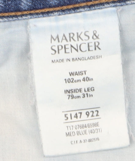 Marks & Spencer Men's Blue Straight Jeans, Size 40