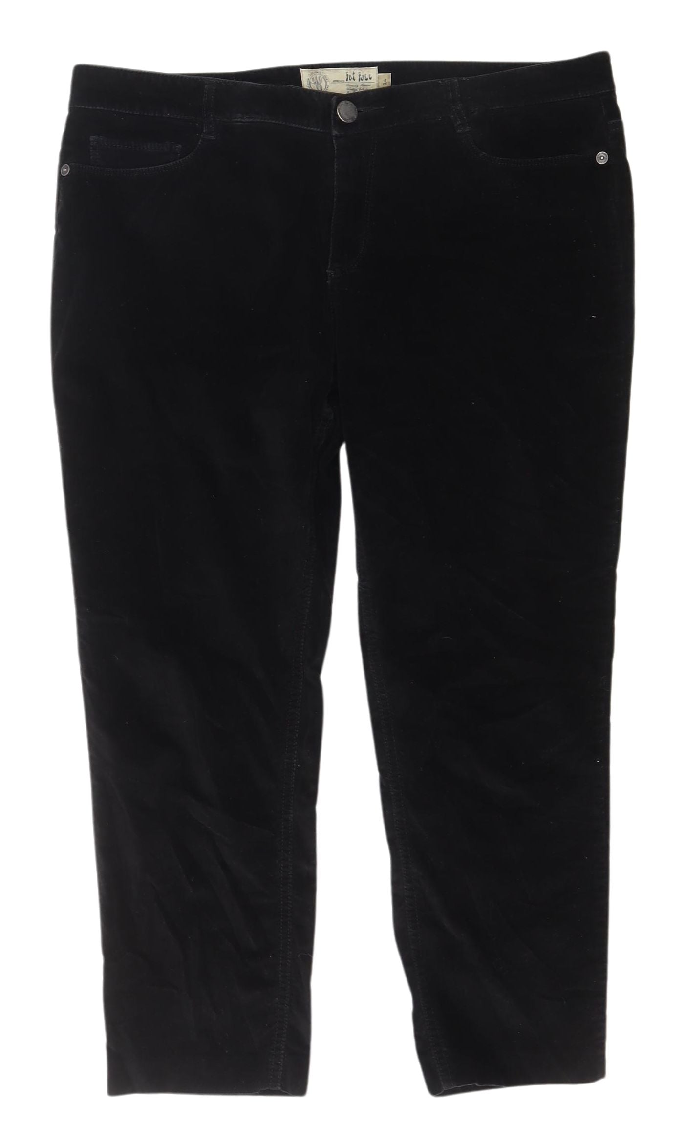 Fat Face Women's Black Corduroy Cropped Trousers