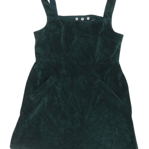 Topshop Green Corduroy Pinafore Dress Size 10