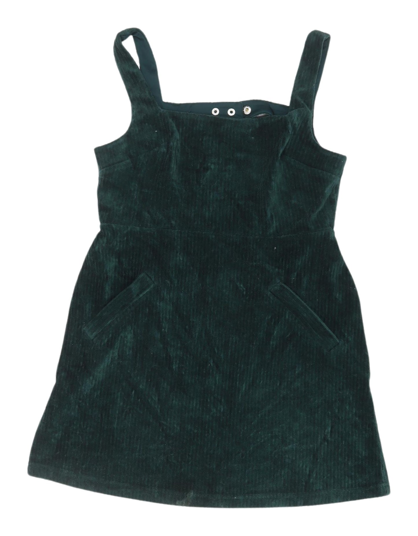 Topshop Green Corduroy Pinafore Dress Size 10