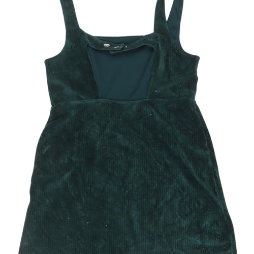 Topshop Green Corduroy Pinafore Dress Size 10