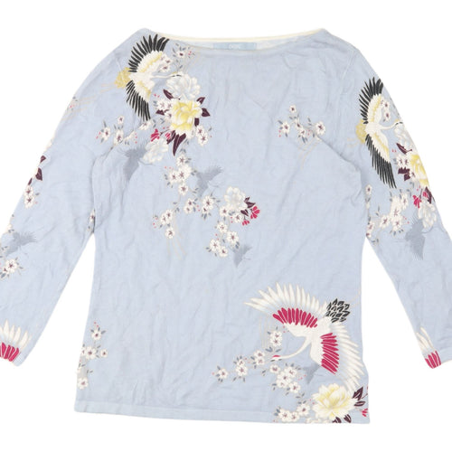 Next Women's Blue Floral Pullover Jumper, Size 12, Cotton Blend