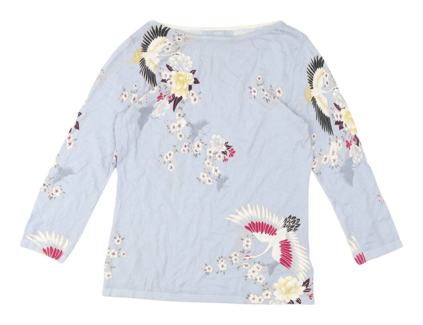 Next Women's Blue Floral Pullover Jumper, Size 12, Cotton Blend