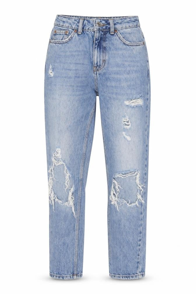 Front view of Women's Blue Boyfriend Distressed Jeans Size W25